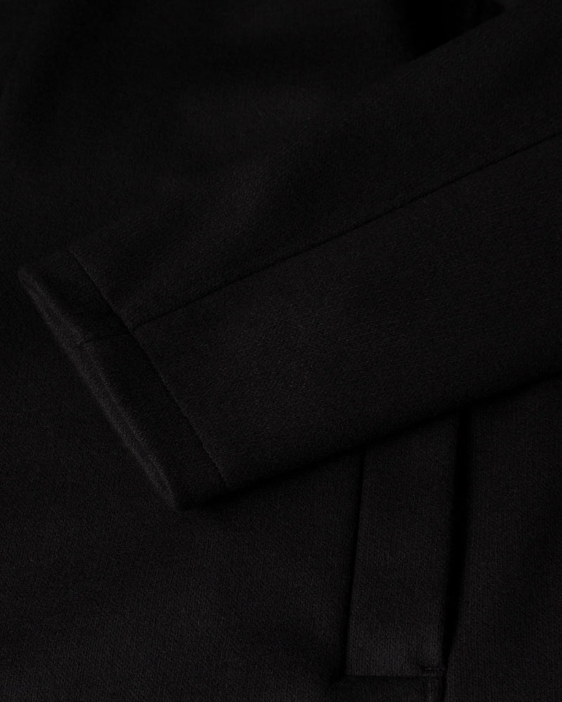 Navy Boiled Wool Jersey Car Coat