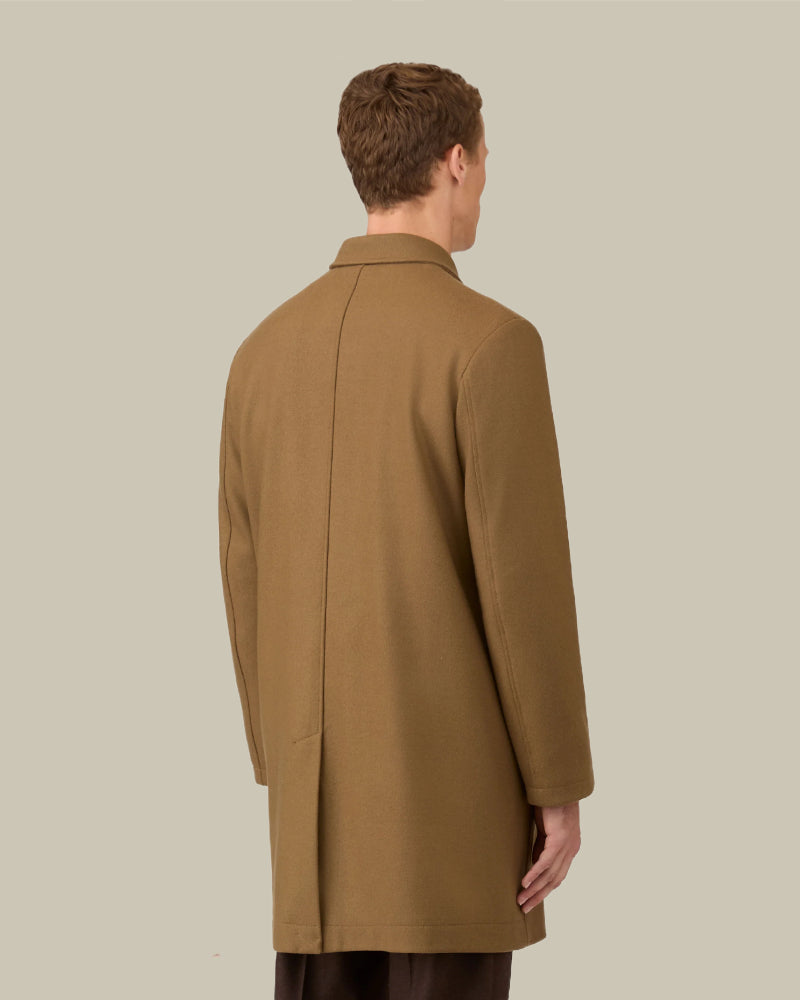Beige Boiled Wool Jersey Car Coat