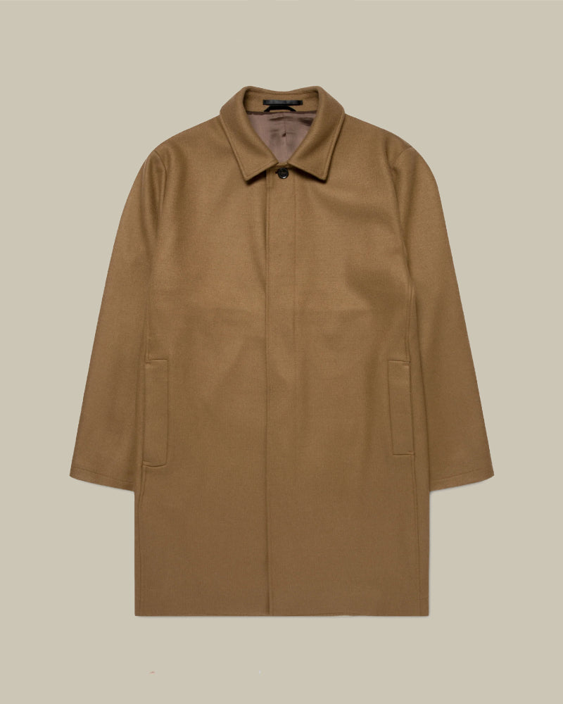 Beige Boiled Wool Jersey Car Coat