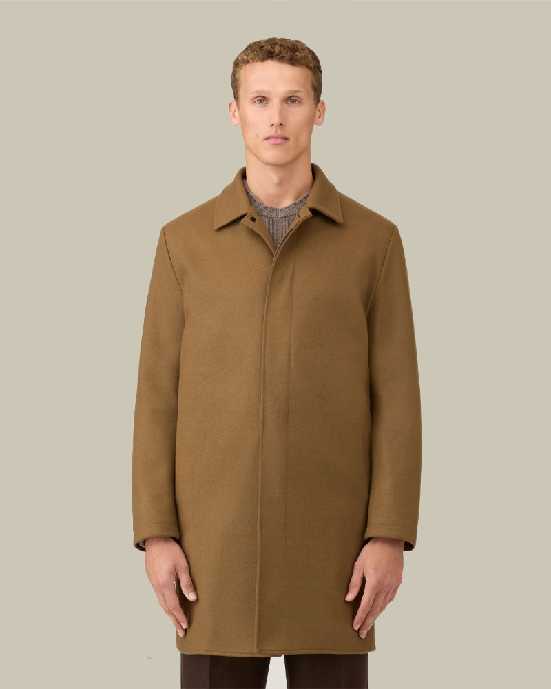 Beige Boiled Wool Jersey Car Coat