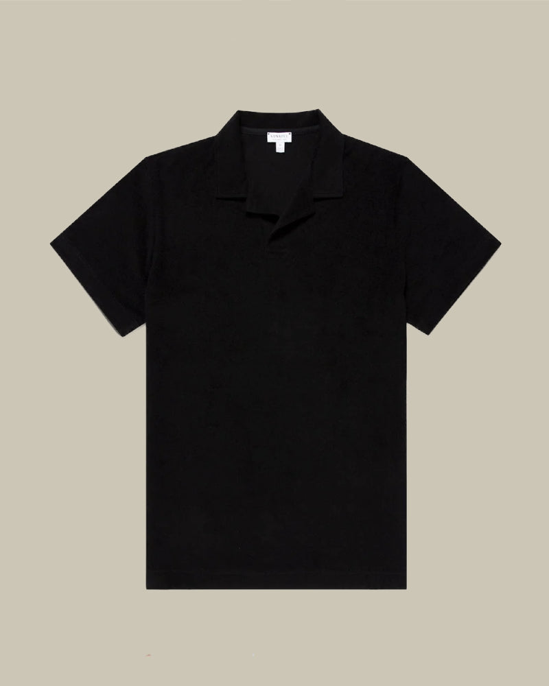 Black Towelling Polo