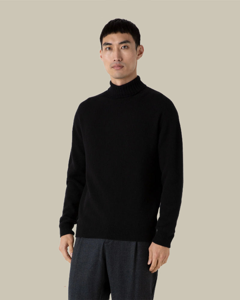 Lambswool Roll Neck Black