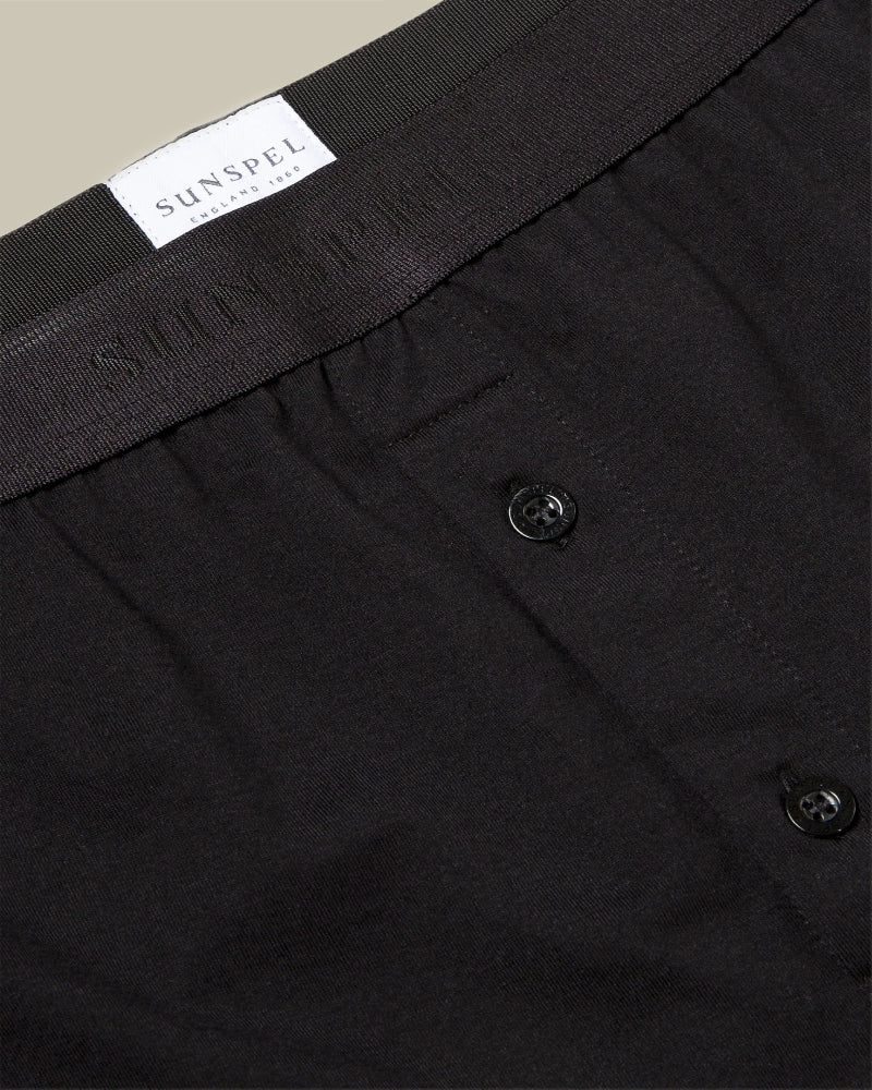 Superfine 2 Button Boxer Short Black