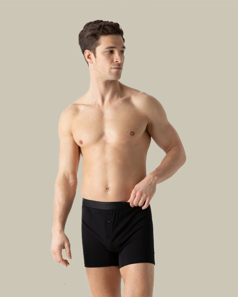 Superfine 2 Button Boxer Short Black