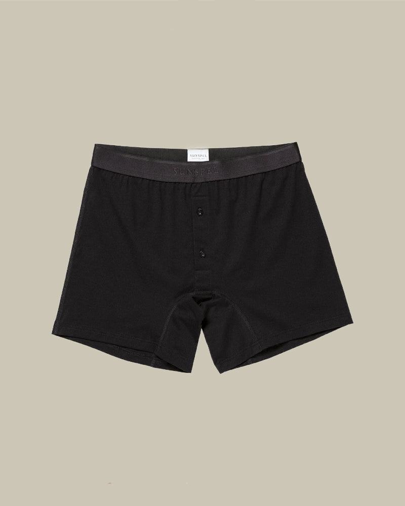 Superfine 2 Button Boxer Short Black