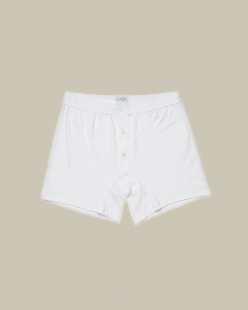 Superfine 2 Button Boxer Short White