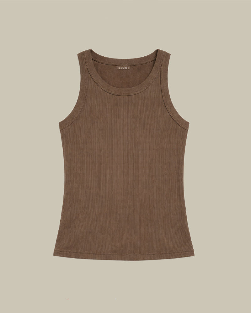 Ribbed Tank Top Dark Cedar