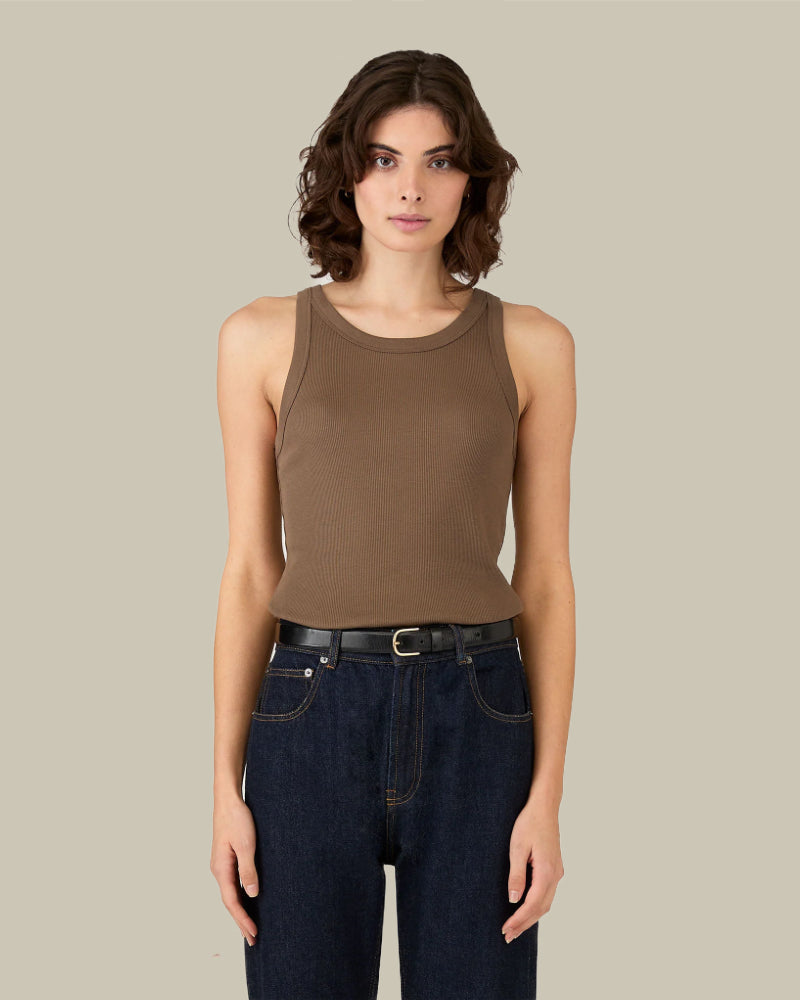 Ribbed Tank Top Dark Cedar