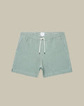 Green & White Seersucker Stripe Swim Shorts