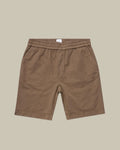 Cotton Linen Drawstring Shorts Dark Tan