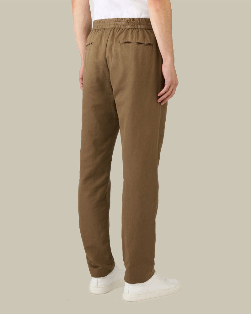 Cotton Linen Drawstring Trouser Dark Cedar