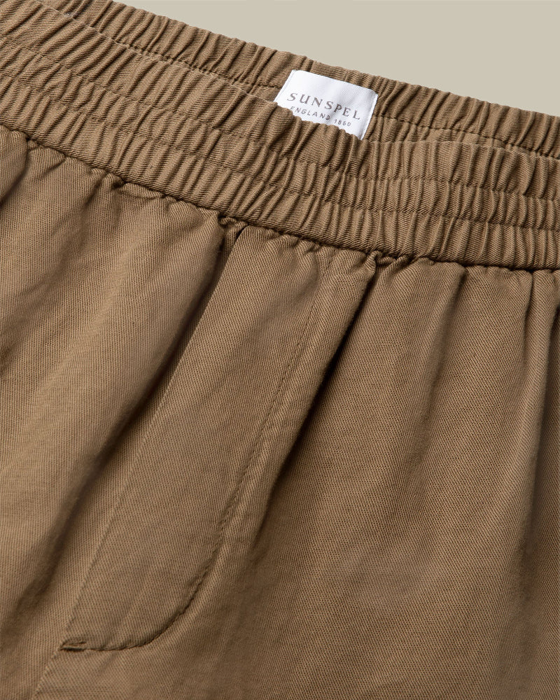 Cotton Linen Drawstring Trouser Dark Cedar