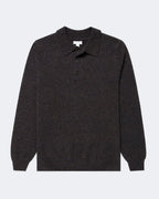 Lambswool Knitted Polo Shirt Midnight Navy Twist