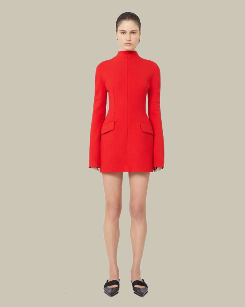 Tefrite Red Wool Blend Blazer Dress