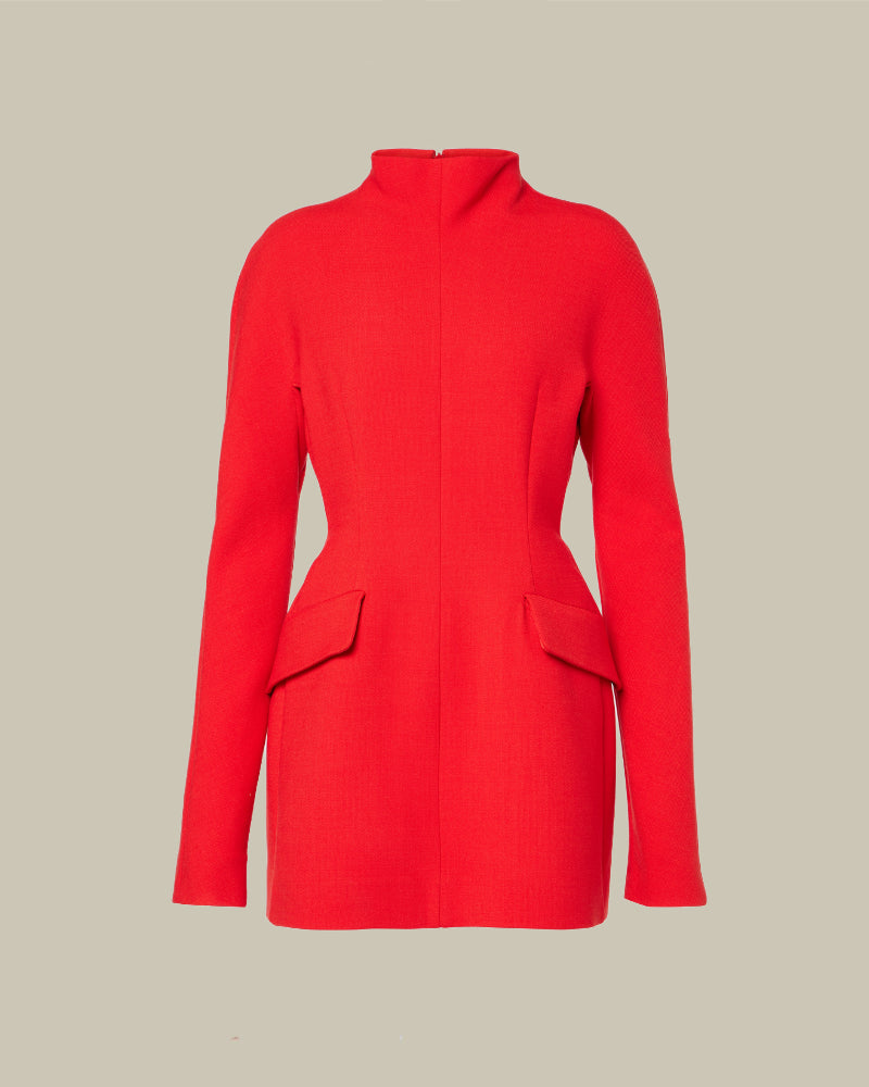 Tefrite Red Wool Blend Blazer Dress