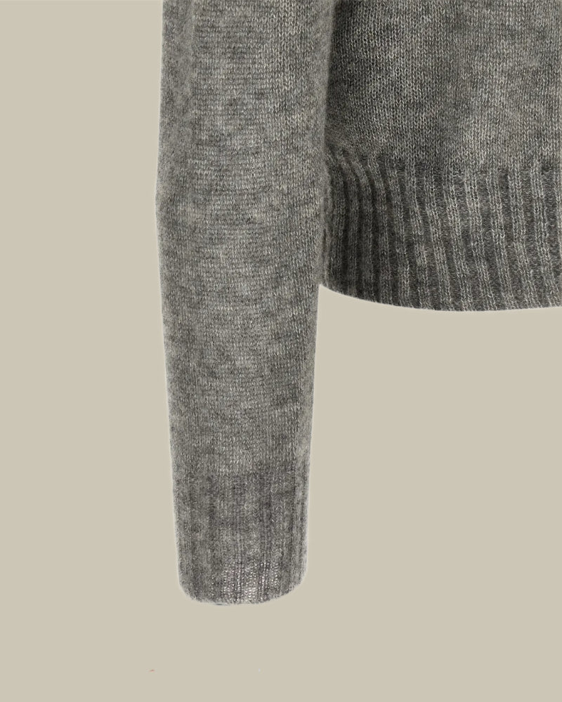 Grey Seamless Cashmere Silk Knitted Polo