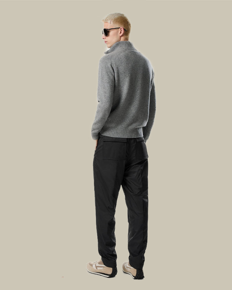 Grey Melange Cashmere Lambswool Half Zip