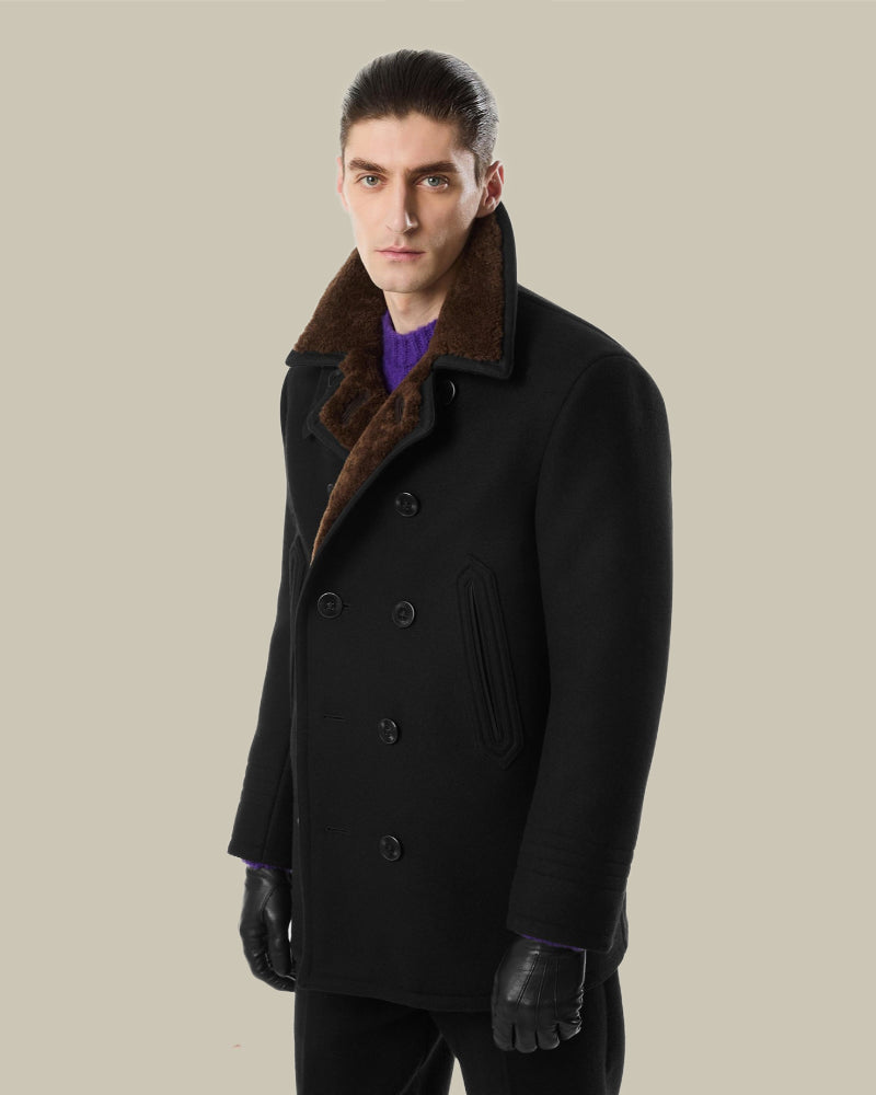 Japanese Melton Shearling Peacoat