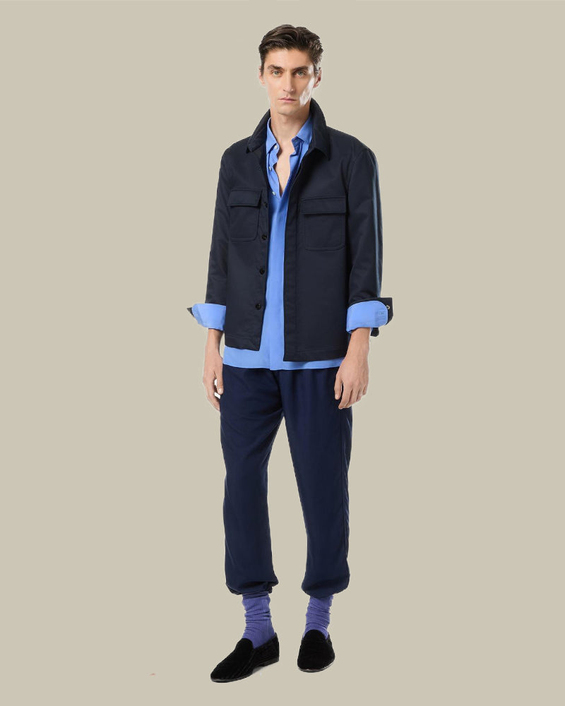 Navy Cotton Twill Double Splittable Overshirt