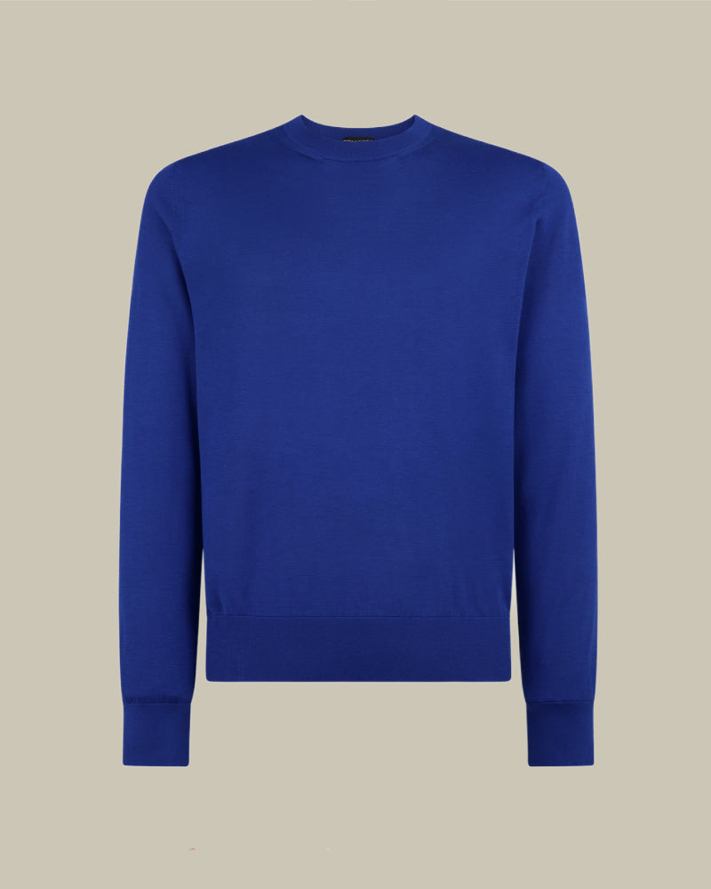 Royal Blue Fluid Silk Crew Neck