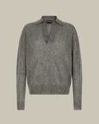 Grey Seamless Cashmere Silk Knitted Polo