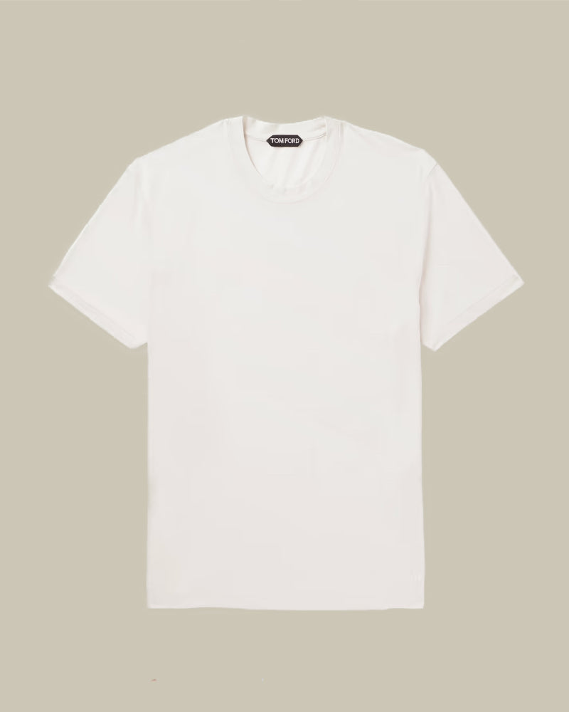 Lyocell Cotton Crew Neck T Shirt White