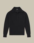 Black Seamless Cashmere Silk Knitted Polo