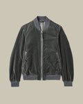 Grey Compact Light Velvet Bomber Jacket