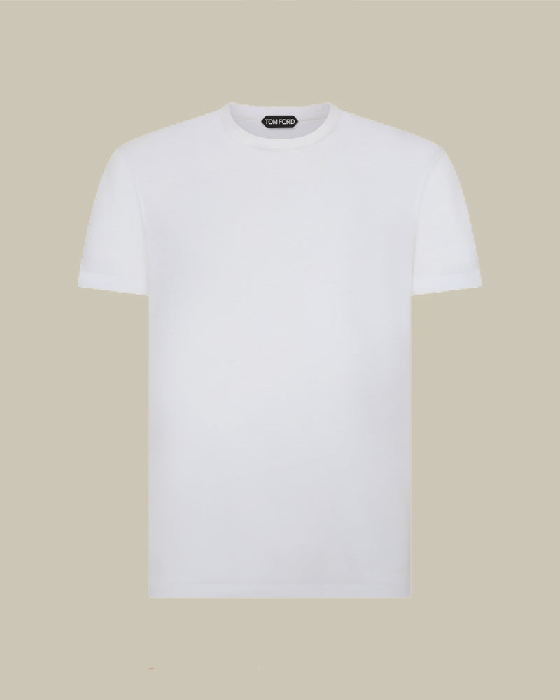 White Cotton Lyocell T Shirt