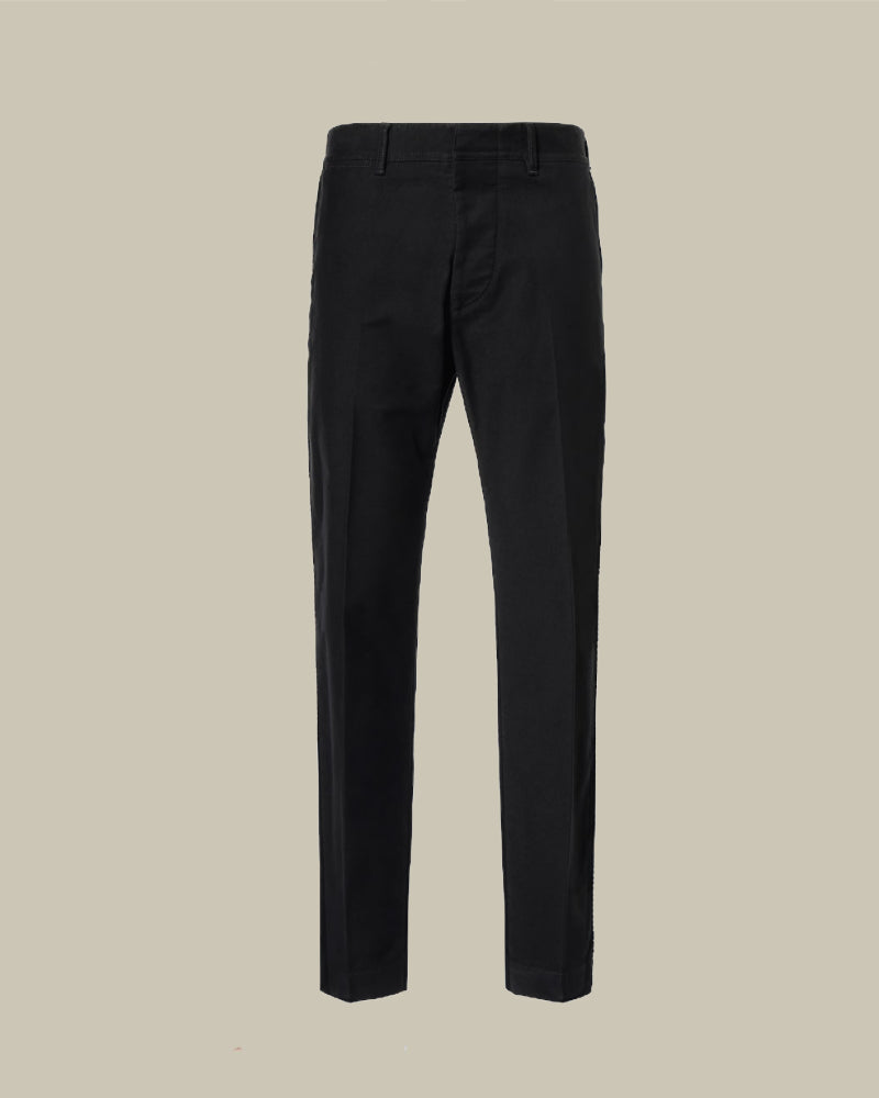 Brushed Cotton Satin Chino Black