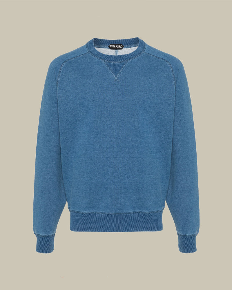 Melange Cotton Blend Crew Neck Sweatshirt