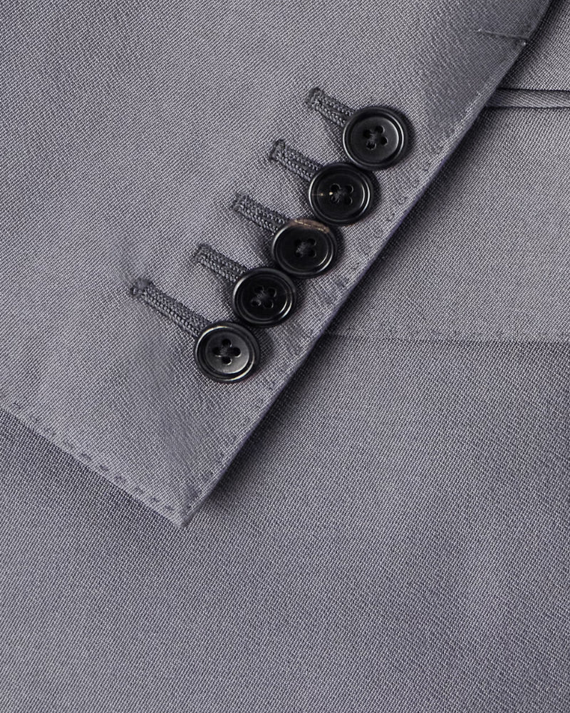 Grey Double Breasted Silk Blazer