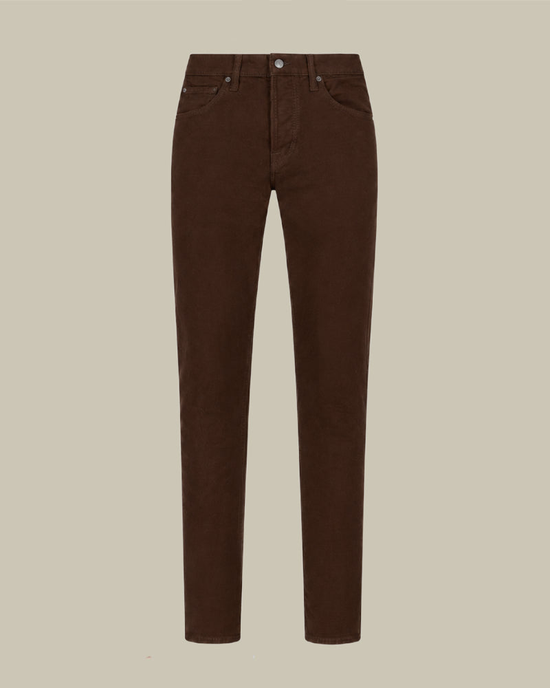 Dark Cognac Moleskin Slim Fit Trouser