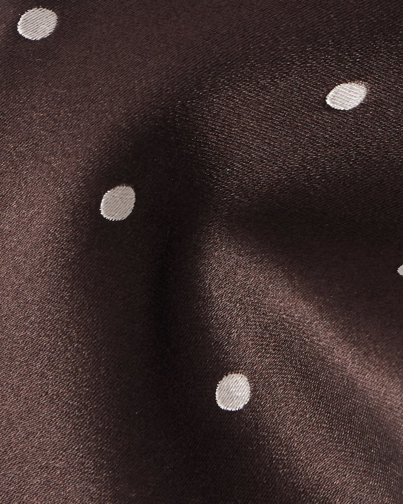 Brown Satin Dot Tie 8cm