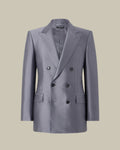 Grey Double Breasted Silk Blazer