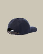 Navy Cashmere Cap With Leather Detailing