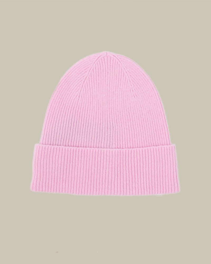 Light Rose Ribbed Cashmere Beanie