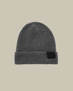 Light Charcoal Ribbed Cashmere Beanie