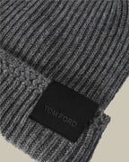 Light Charcoal Ribbed Cashmere Beanie