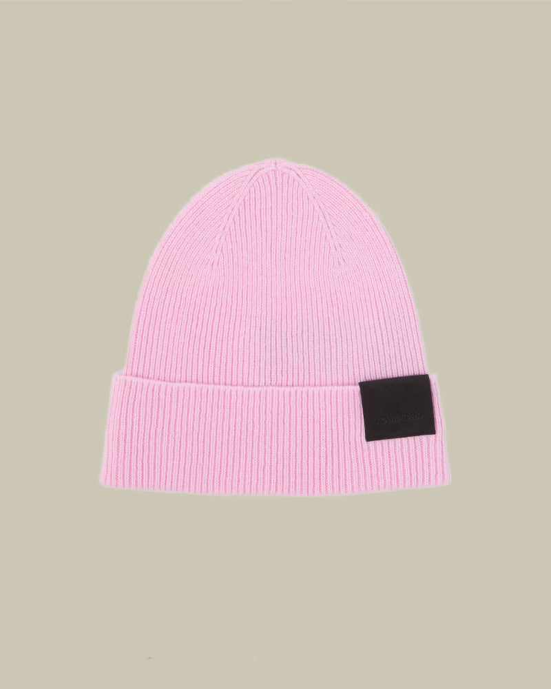 Light Rose Ribbed Cashmere Beanie
