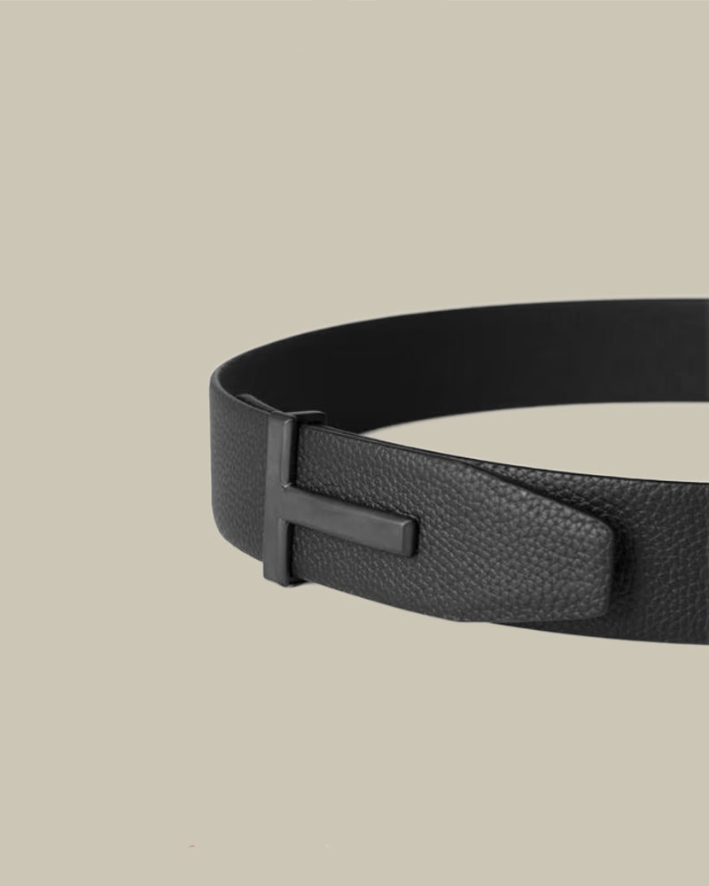 Grained Leather Reversible T Belt 40mm