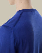 Royal Blue Fluid Silk Crew Neck