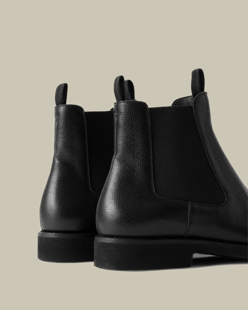 Black Small Grain Leather Owen Chelsea Boot