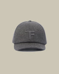 Grey Cashmere Cap With Leather Detailing