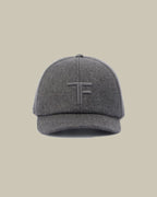 Grey Cashmere Cap With Leather Detailing