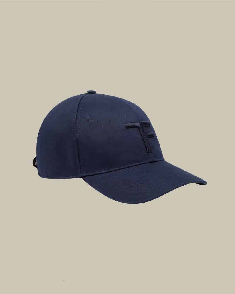 Canvas & Smooth Leather Detailing Cap Navy