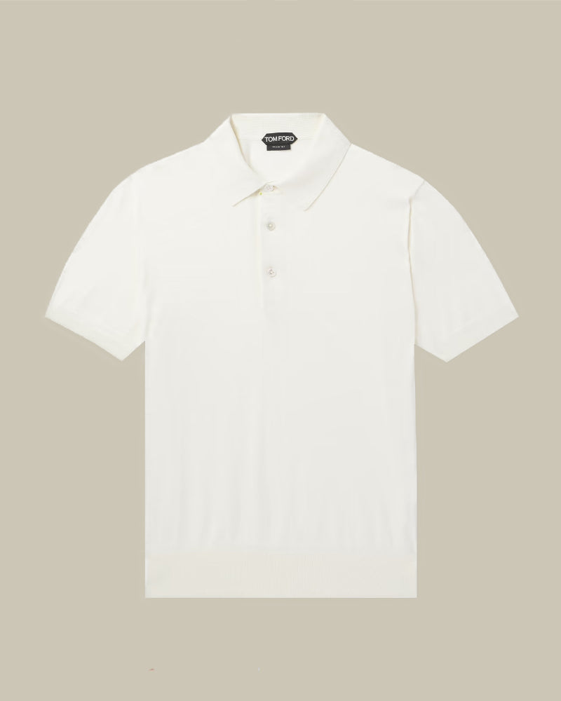 Pure Cotton Knit Polo Chalk