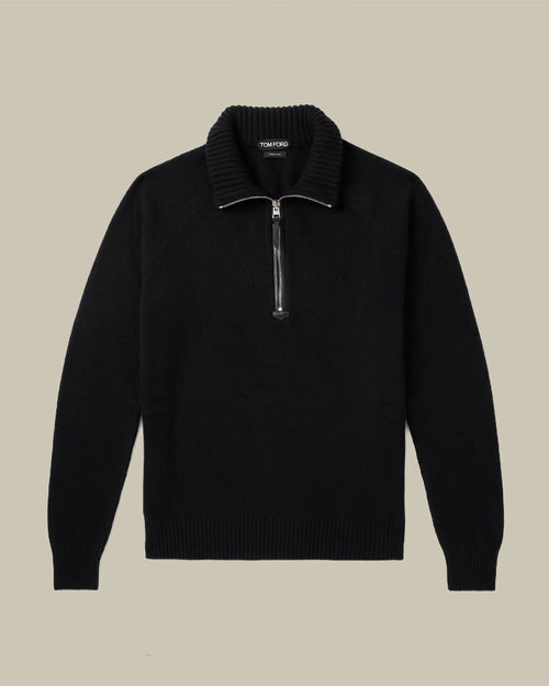 Black Cashmere Lambswool Half Zip
