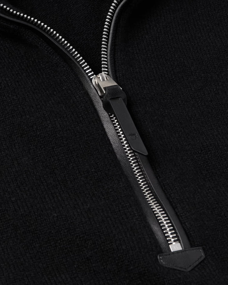 Black Cashmere Lambswool Half Zip