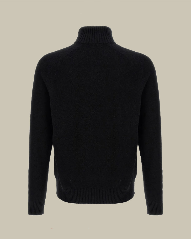 Black Cashmere Lambswool Half Zip